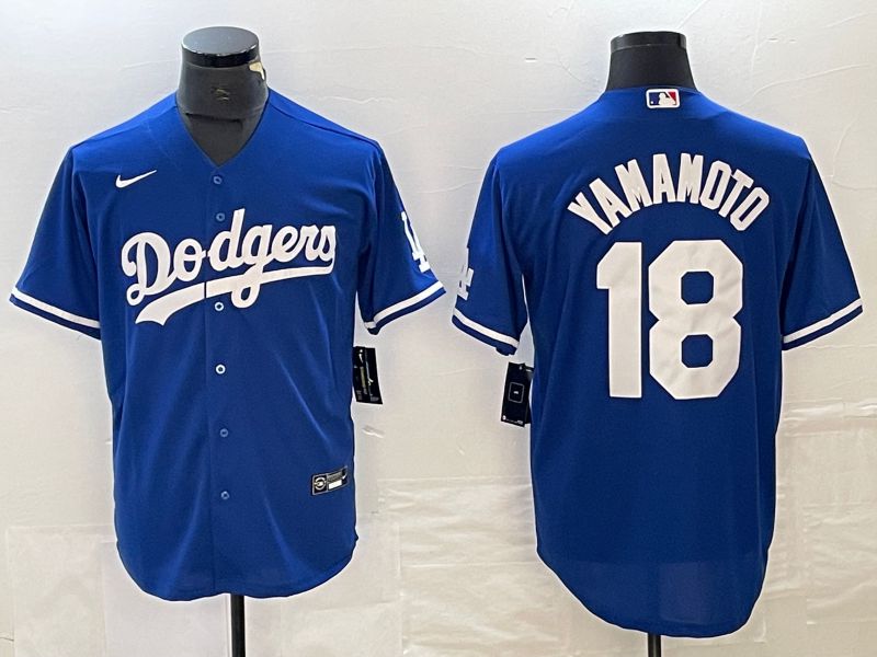 Men Los Angeles Dodgers #18 Yamamoto Blue Nike Game MLB Jersey style 5->los angeles dodgers->MLB Jersey